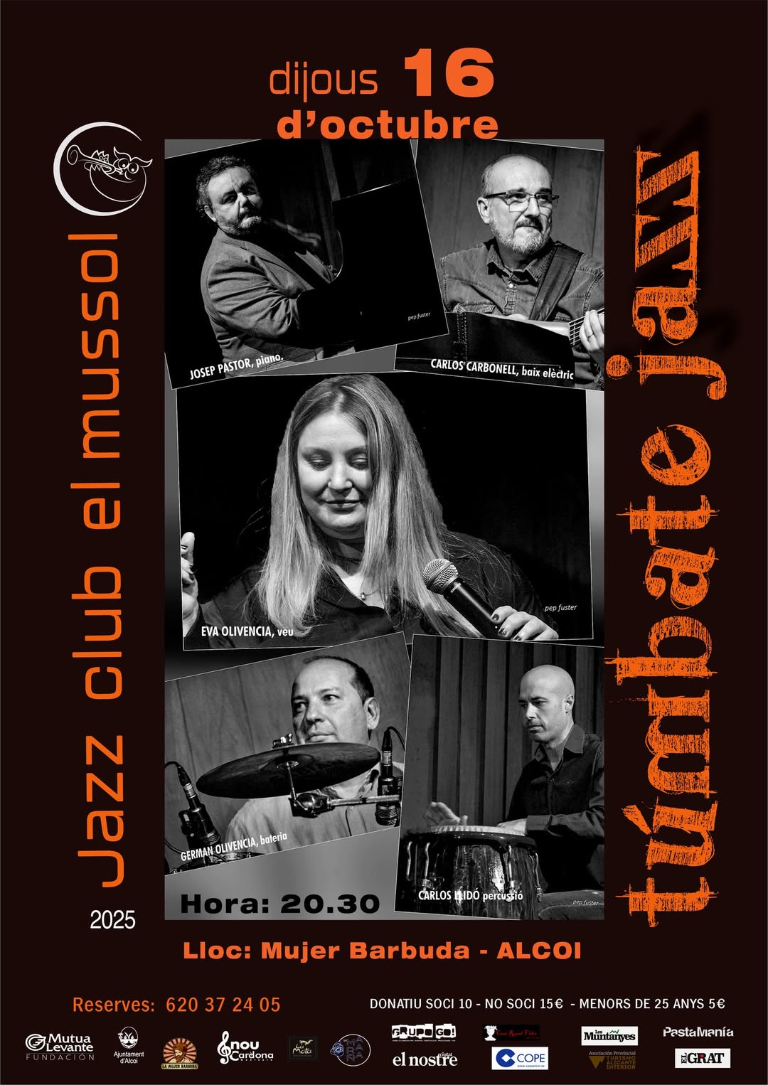 Concierto: Tùmbate Jazz Josep Pastor, Carlos Carbonell, Eva Olivencia, Germán Olivencia, Carlos Llidó