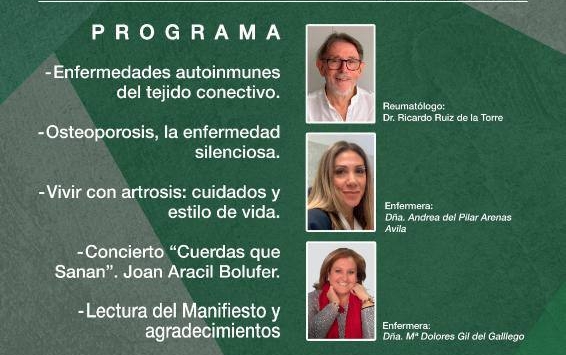 «Jornada de Pacientes y Reumatología» Dr. Ricardo Ruiz de la Torre, Dña. Andrea del Pilar Arenas Avila, Dña. Mª Dolores Gil del Gallego